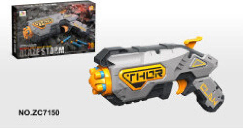 Manuell grå lekepistol med skumpiler for barn 8+