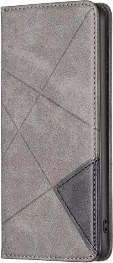 iPhone 14 Pro Kunstskinn Flipdeksel med Lommebok - Geometriske linjer - Grå