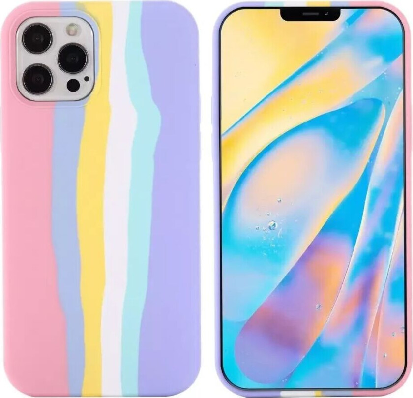 iPhone 15 Pro Max Silikon Deksel - Rosa Regnbue