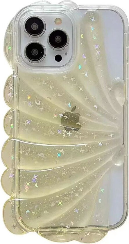 iPhone 14 Pro 3D Plastdeksel Fleksibel m. Muslingskjell / Gjennomsiktig - Gul