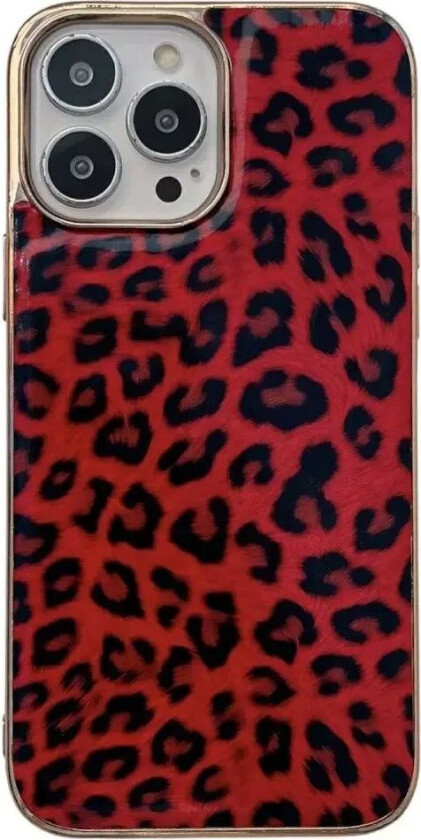 iPhone 14 Pro Fleksibelt plastdeksel - Leopardmønster - Rød