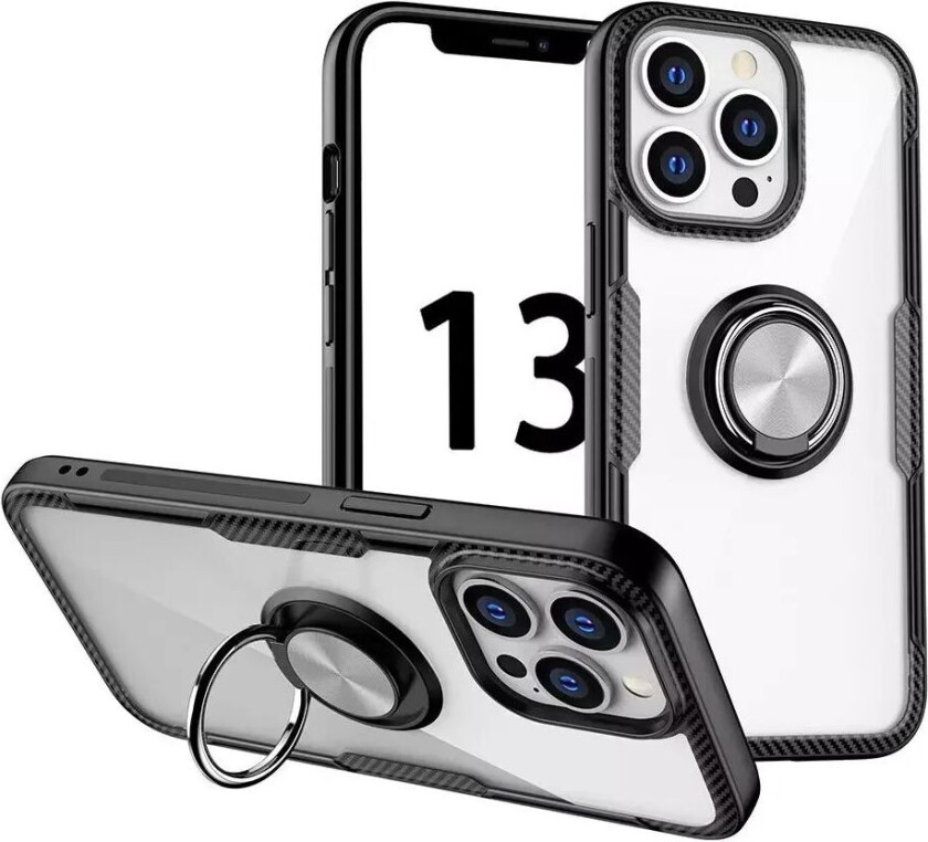 iPhone 13 Pro Håndverker Deksel med Magnetisk Stativ - Gjennomsiktig / Sølv