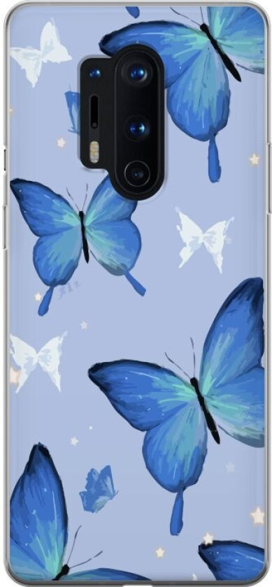 Mobildeksel til OnePlus 8 Pro med Blå sommerfugler motiv