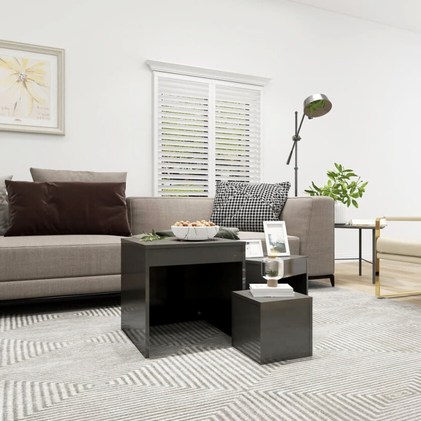 Stablebord 3 stk høyglans grå sponplate