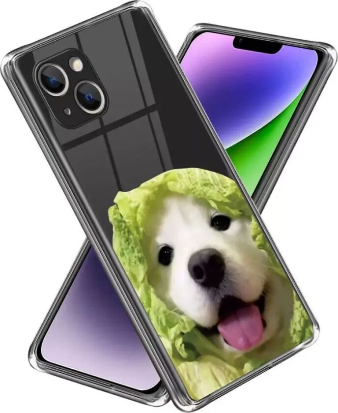 iPhone 14 Fleksibelt Plastdeksel Gjennomsiktig m. Trykk - Hund i Salat