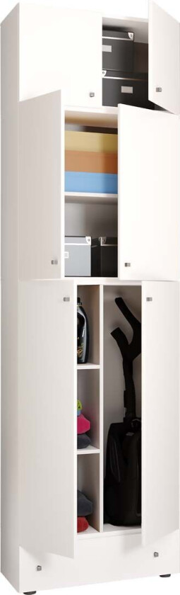 LonaXXL garderobeskap 6 dører 1 skuff hvit.