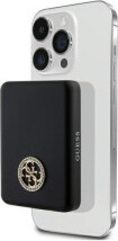 Guess 4G Strassed Metal Logo MagSafe - Power Bank induktiv 5000 mAh 15W MagSafe