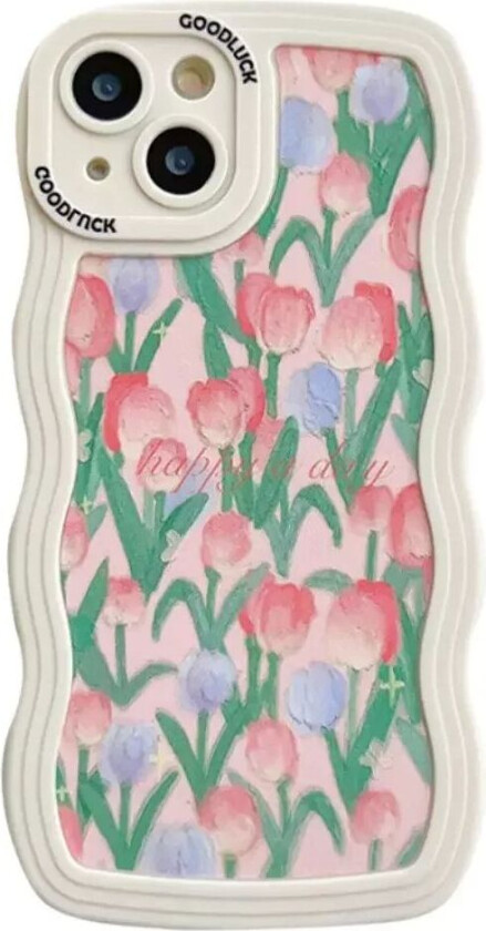 iPhone 14 fleksibelt plastdeksel - Tulipaner