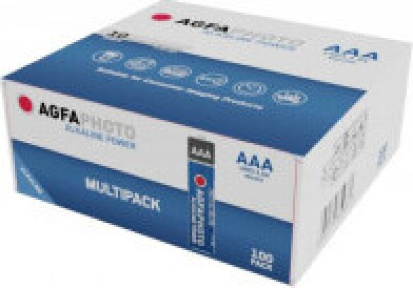 Engangsbatteri, Aaa, Alkalinsk, 1,5 V, 100 Stykker, Sort, Blå, Rød, Hvit