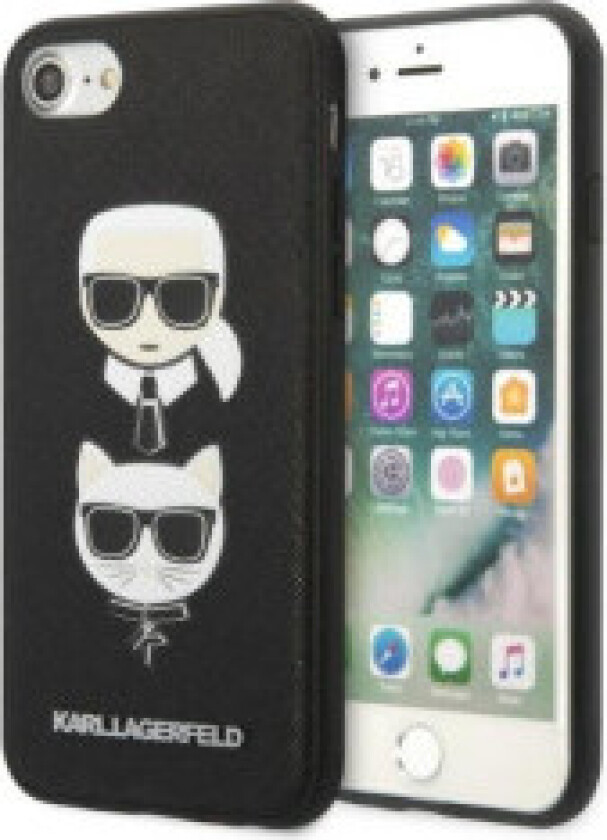 Karl Lagerfeld Saffiano Karl & Choupette Heads - Deksel til iPhone SE 2022 / SE 2020 / 8 / 7