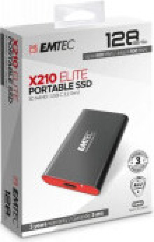 EMTEC SSD 128GB 3.2 Gen2 X210 SSD Bærbar Retail ECSSD128GX210