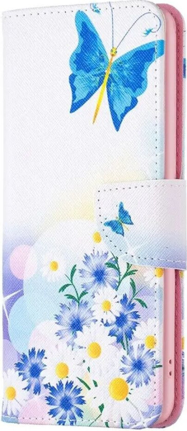 Samsung Galaxy A15 (5G) / A15 Flip Deksel i Skinn med Lommebok og Trykk - Blomster og Sommerfugl