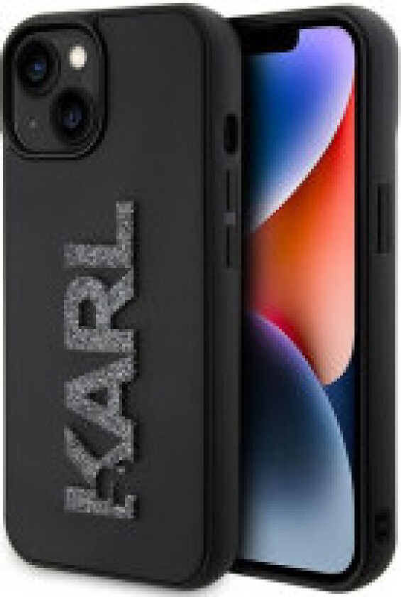 Karl Lagerfeld 3D Rubber Glitter Logo - Deksel til iPhone 15