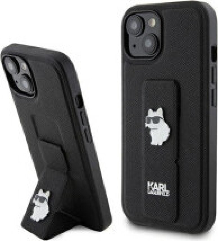 Karl Lagerfeld Gripstand Saffiano Choupette Pins - iPhone 15-deksel