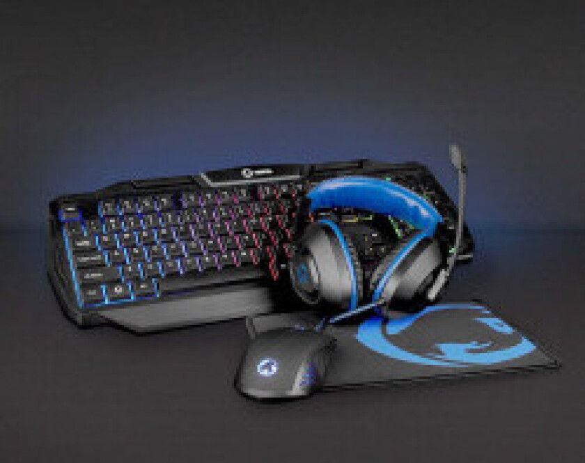 Gaming Combo Kit | 4-i-1 | Tastatur, headset, mus og musematte | Blå / Sort | QWERTY | IT Layout
