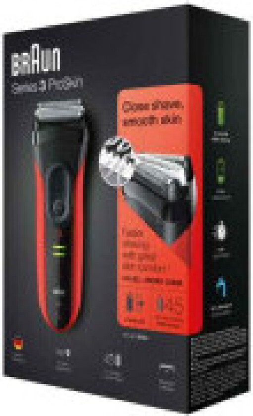 Braun Series 3 3030s barbermaskin for menn Foliebarbermaskin Trimmer svart/rød