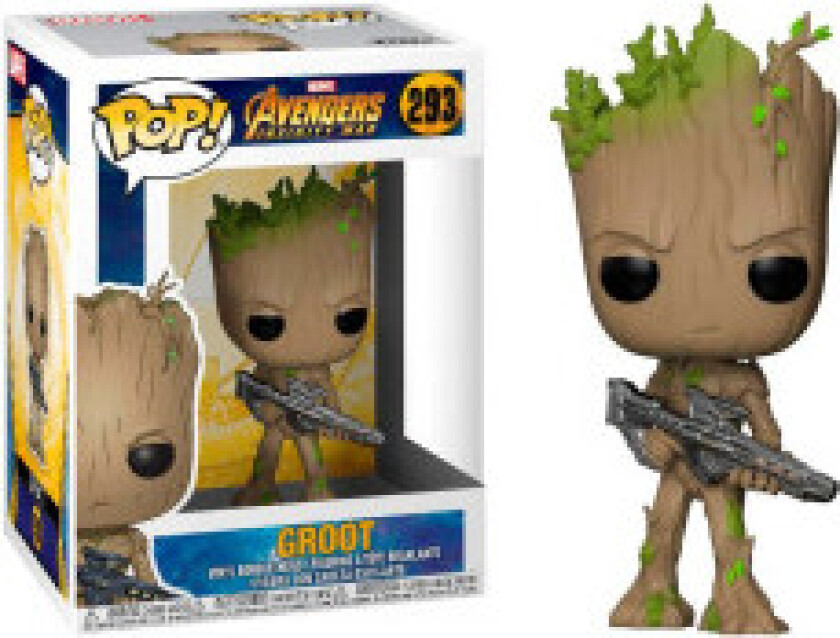 POP-figur av Marvel Avengers Infinity War Teen Groot med pistol