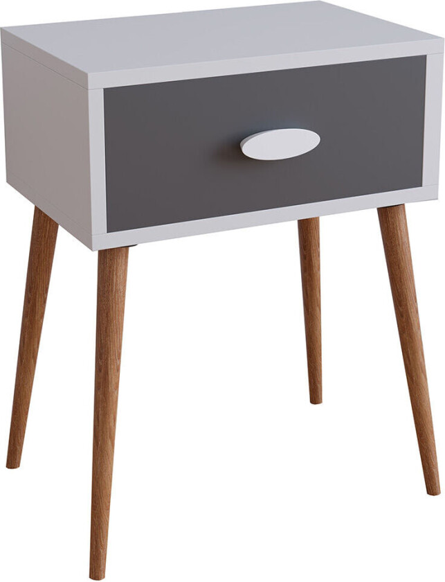 SingolL nattbord 1 skuff antracitt, eik dekor.