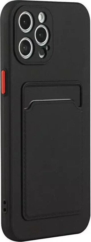 iPhone 15 Pro Fleksibelt Plast Deksel m. Kortholder - Svart