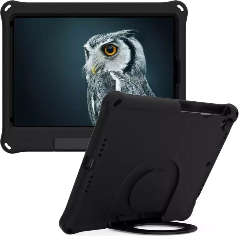 iPad 10.2" (2021 / 2020 / 2019) EVA-skum Barnedeksel m. Ring Stativ - Svart