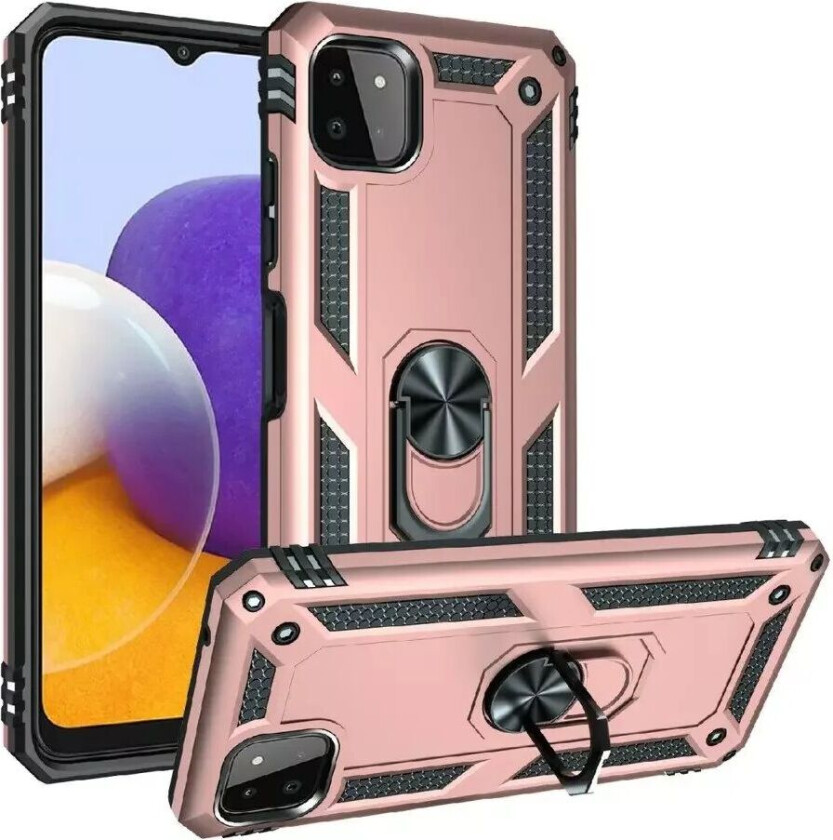 Samsung Galaxy A22 (5G) Hybrid Håndverker Deksel med Magnetisk Stativ - Rose Gold