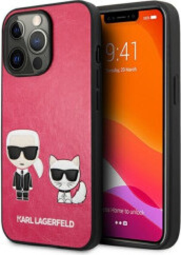Karl Lagerfeld PU-skinn Karl & Choupette-preget - Deksel til iPhone 13 Pro