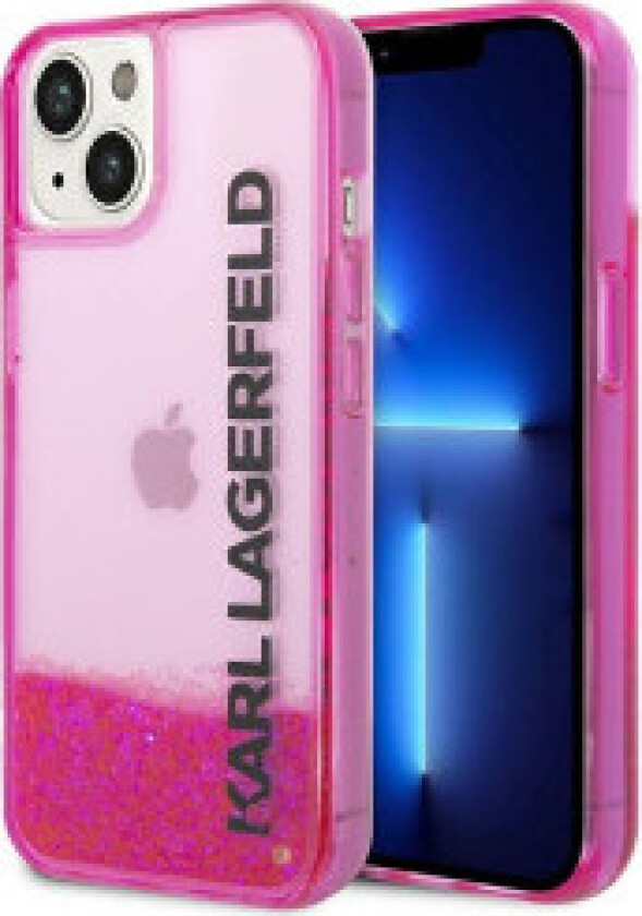 Karl Lagerfeld Liquid Glitter Gjennomskinnelig, langstrakt logoveske - Deksel til iPhone 14 Plus