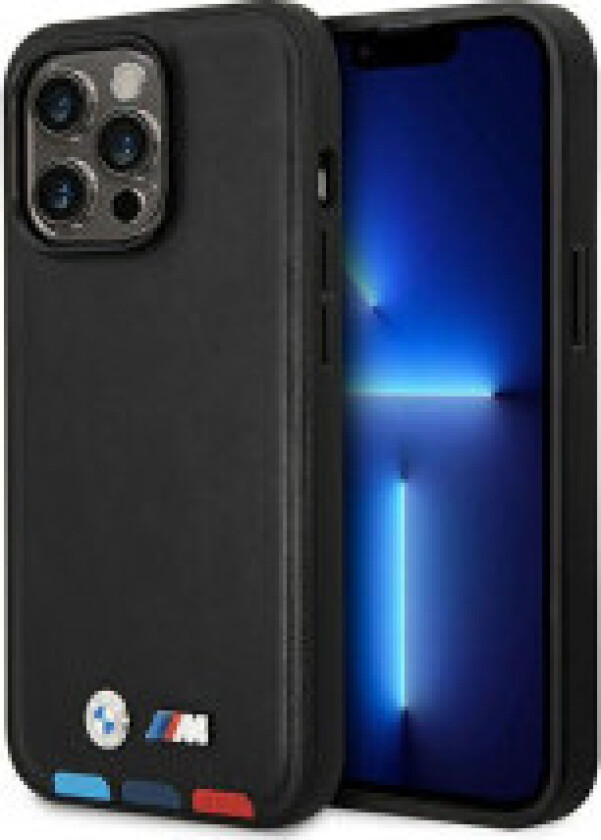 BMW Leather Hot Stamp Tricolor MagSafe - Deksel til iPhone 14 Pro Max