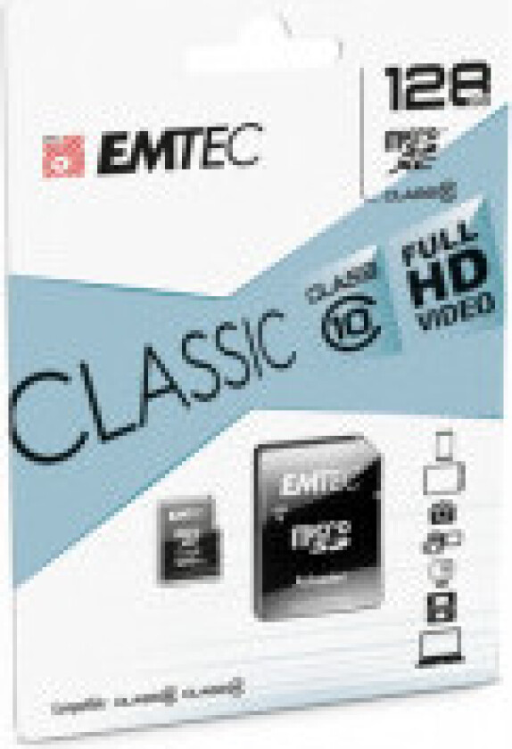 MicroSDXC 128GB EMTEC +Adapter CL10 CLASSIC Blister