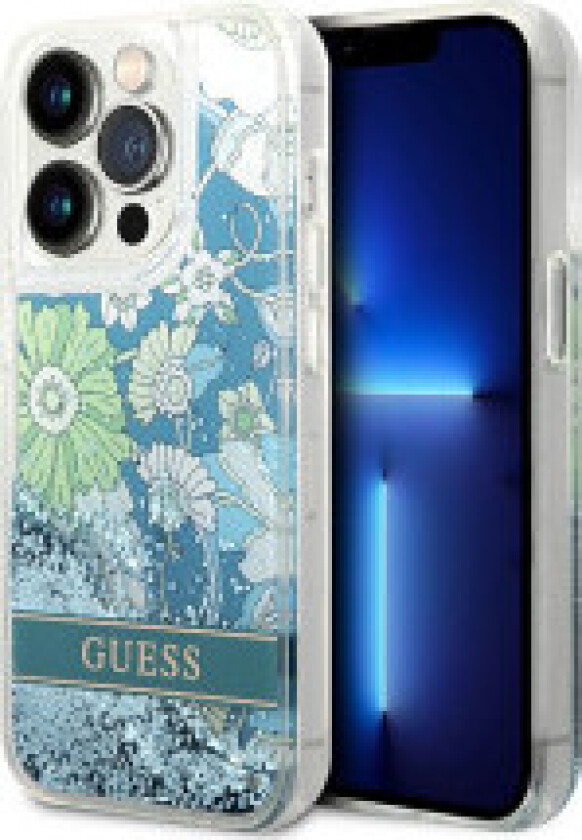 Guess Liquid Glitter Flower - Deksel til iPhone 14 Pro