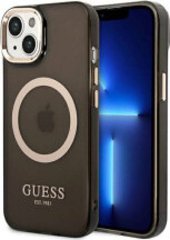 Guess Gold Outline Translucent MagSafe - Deksel til iPhone 14 Plus