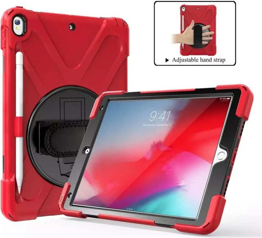 iPad Air (2019) Håndverker Deksel m. 360⁰ Stativfunksjon & Grep - Rød