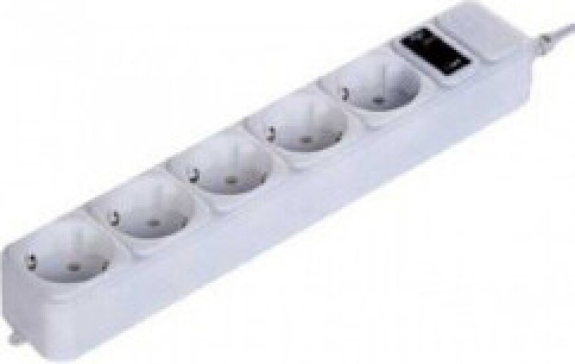 SPG3-B-6W - 1,8 m - 5 AC-uttak - Hvit - 250 V - 16 A - Hvit SPG3-B-6W