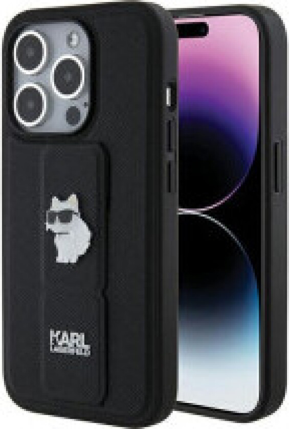 Karl Lagerfeld Gripstand Saffiano Choupette Pins - iPhone 15 Pro Max-deksel