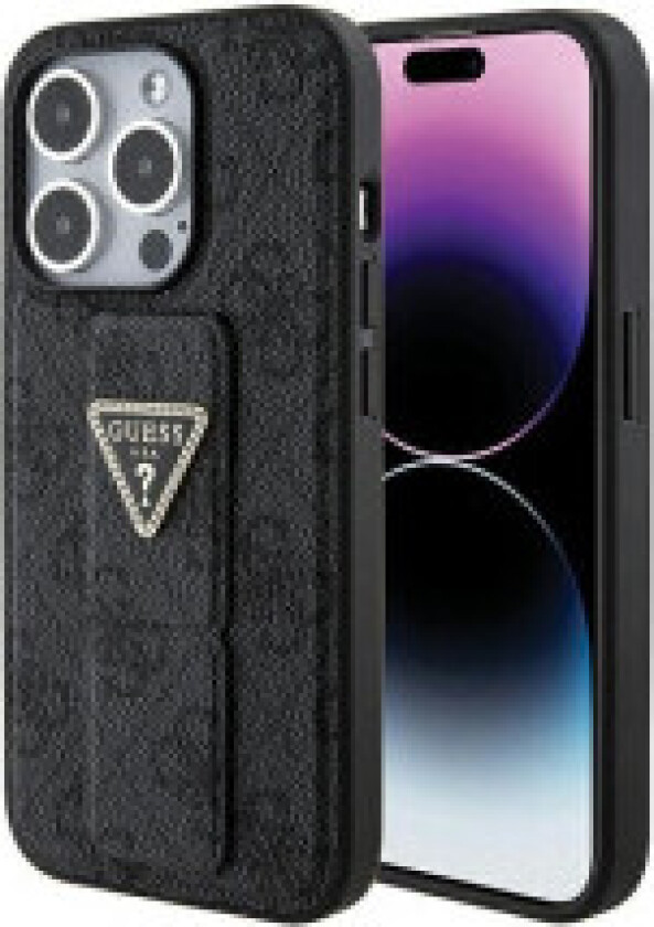 Guess Grip Stand 4G Triangle Strass-logo - iPhone 15 Pro-deksel