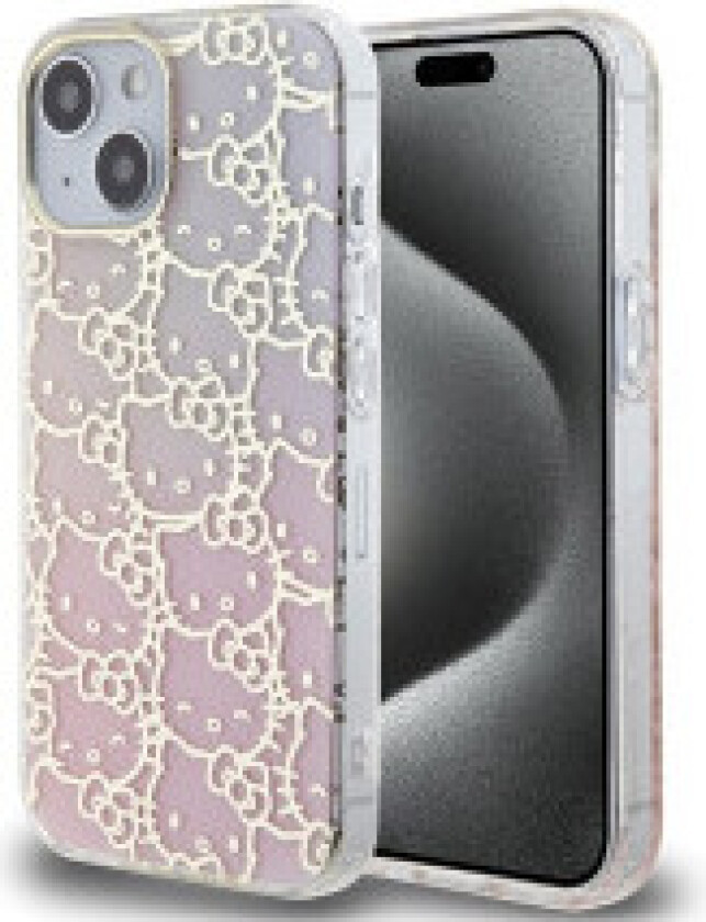 Hello Kitty IML Gradient Electrop Crowded Kitty Head - iPhone 15-deksel
