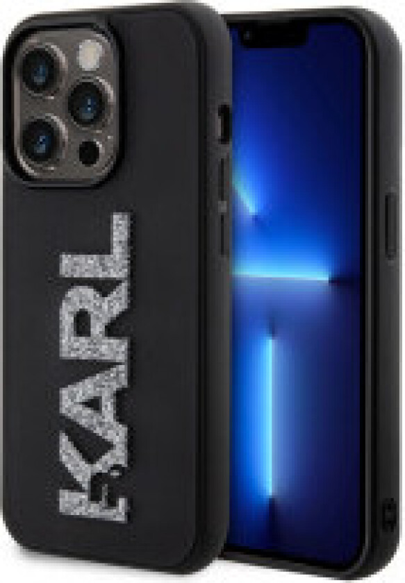 Karl Lagerfeld 3D Rubber Glitter Logo - Deksel til iPhone 15 Pro