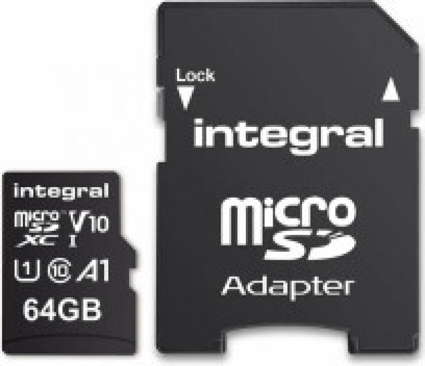 Integrert minnekort MicroSDXC 64GB Cl.10