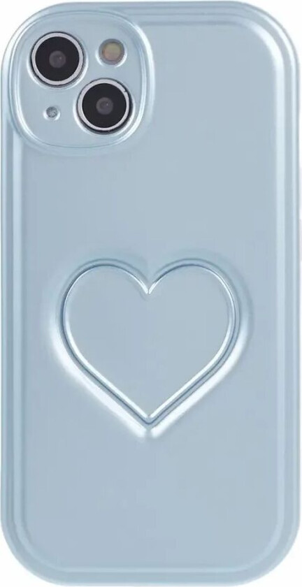 iPhone 15 Fleksibelt Plastdeksel med Hjerte - Lyse Blå