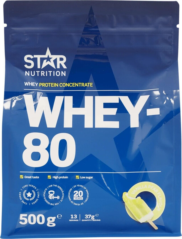 Star Nutrition Whey-80 Vanilla Pear, proteinpulver blue