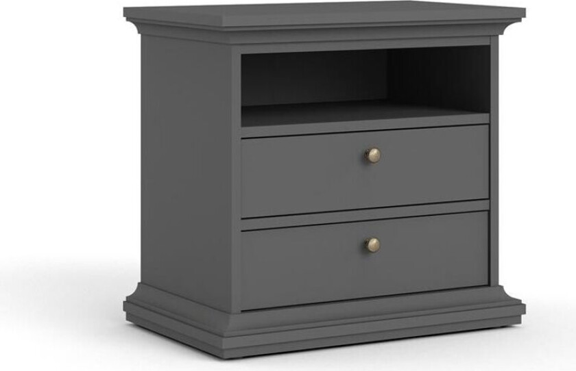Venedig nattbord bred 2 skuffer og 1 rom matt grå.
