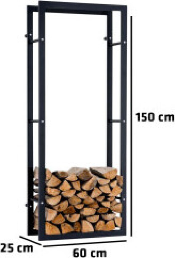 Vedstativ Keri Wall V3 25x60x150 cm Svart