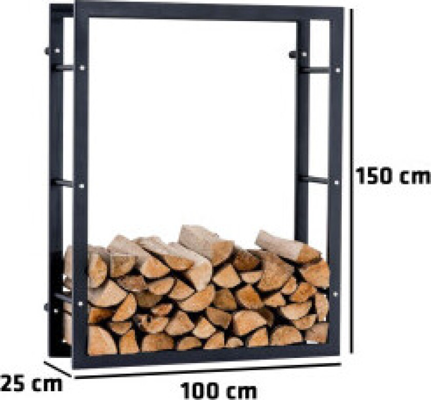 Vedstativ Keri Wall V3 25x100x150 cm Svart
