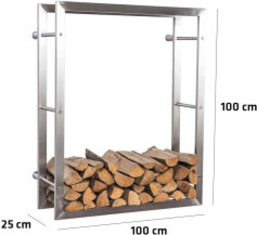 Vedstativ Keri Wall 25x100x100 cm Rustfritt Stål