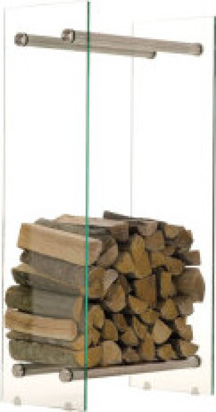 Vedstativ Dacio klart glass 35x60x100 Rustfritt Stål