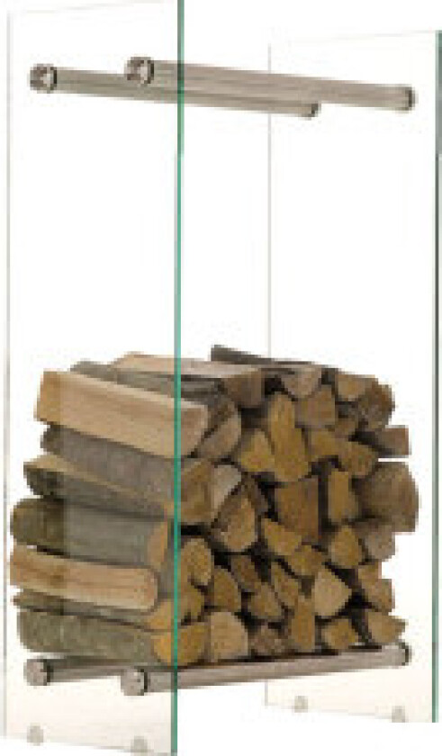 Vedstativ Dacio klart glass 35x60x80 Rustfritt Stål