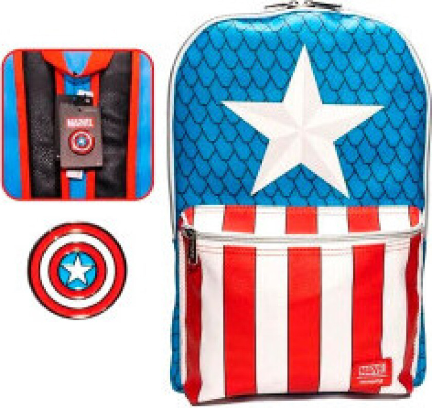 Marvel Captain America-ryggsekk med pin 45 cm