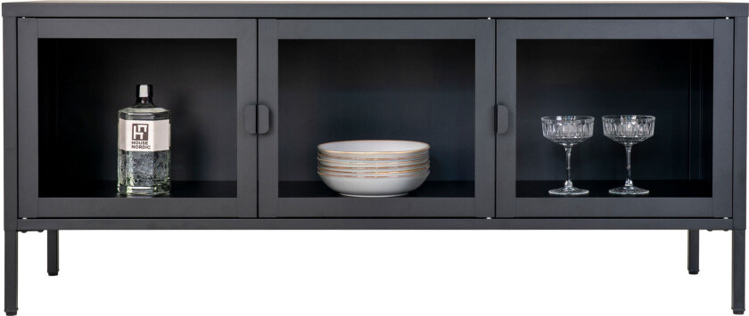 Brisbane TV-bord 3 glassdører svart.