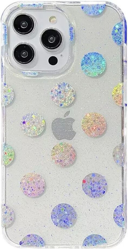 iPhone 14 Pro Hybrid Glitter Plast Deksel - Prikker