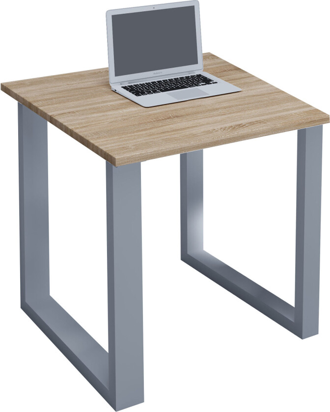 Lona skrivebord 80x80 cm U-ben Sonoma eik dekor, sølvfarget.